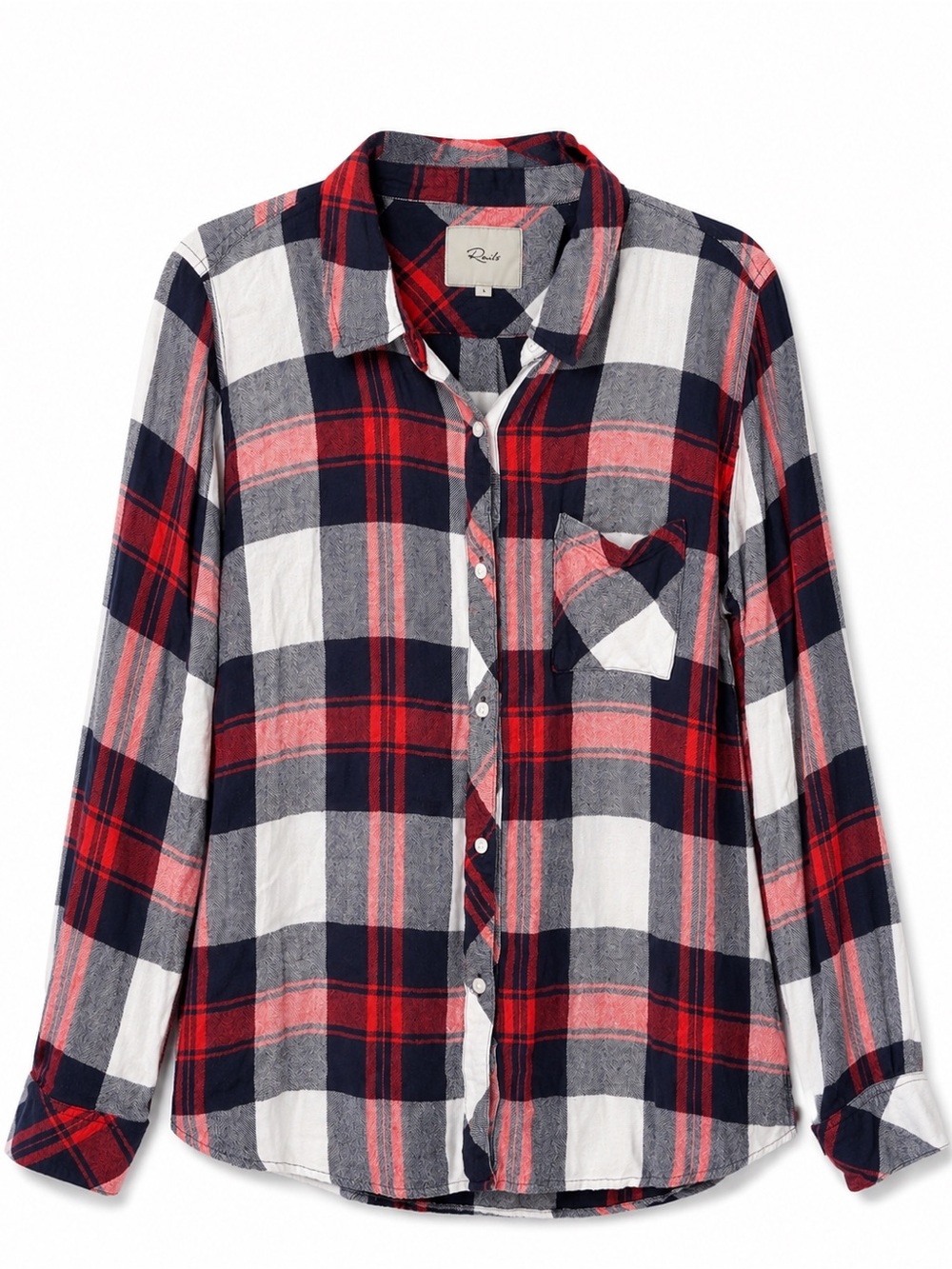 RAILS Hunter Flannel Shirt White/Indigo/ Blush Size Large